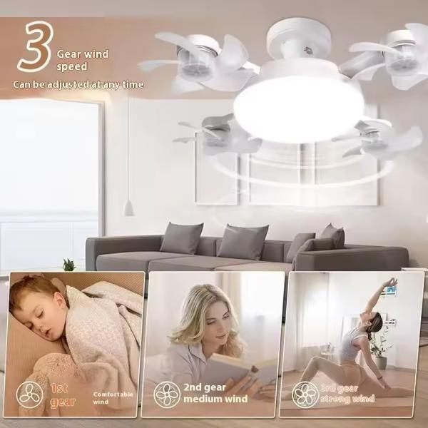 Ventilateur en forme de ventilateur avec télécommande Ventilateur de plafond avec lumière E27 Lampe de plafond pour drone pour la maison