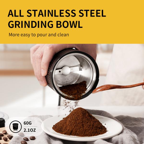 150W Commercial Electric Coffee Grinder 60g Capacity , 304 Stainless Steel Spice Grinder