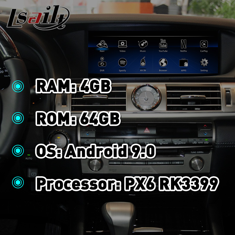 Интерфейс Lexus андроида 9,0 видео- для 2013-21 RX//ES//NX/LX/LS с NetFlix, YouTube для LS600h LS460