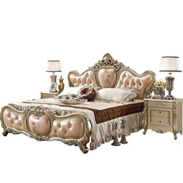 180x200CM High End Hotel Living Room Bed Antique Classical Bedroom Set