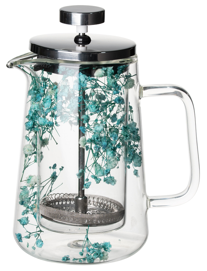 Romantic Beautiful Double Wall Glass French Press With Flowers 300ml 600ml Capacity