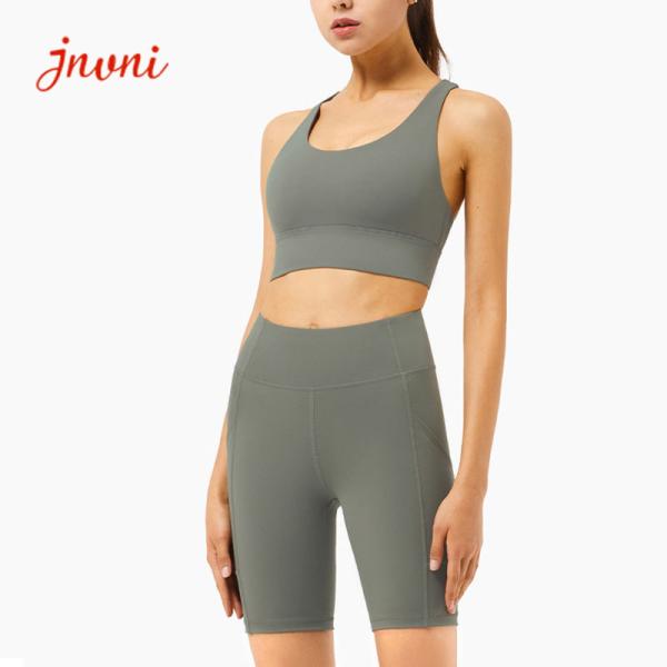 grupo atlético de 2 partes do short de 215gsm Lulu Cross Back Yoga Biker