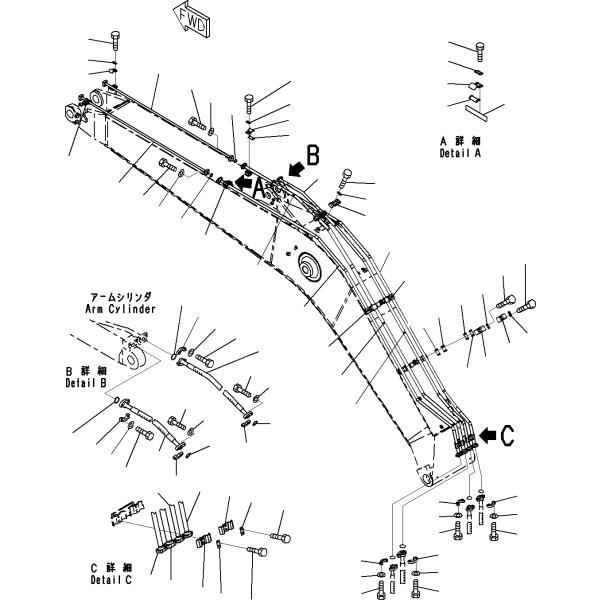 цилиндр руки шланга 750мм 20И-62-13560 20И-62-13570 пуская КОМАТСУ по трубам ПК200