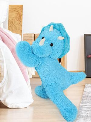 MorisMos 24-Inch Unisex Blue Triceratops Dinosaur Keychain Comforter Soft Stuffed Toy PP Kids Aged 3-8 Great Birthday Gift Idea