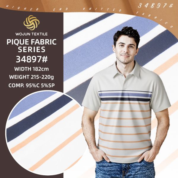 Good Texture,  High Quality Durble And Breathable Striped Knit Fabric For Polo Shirt