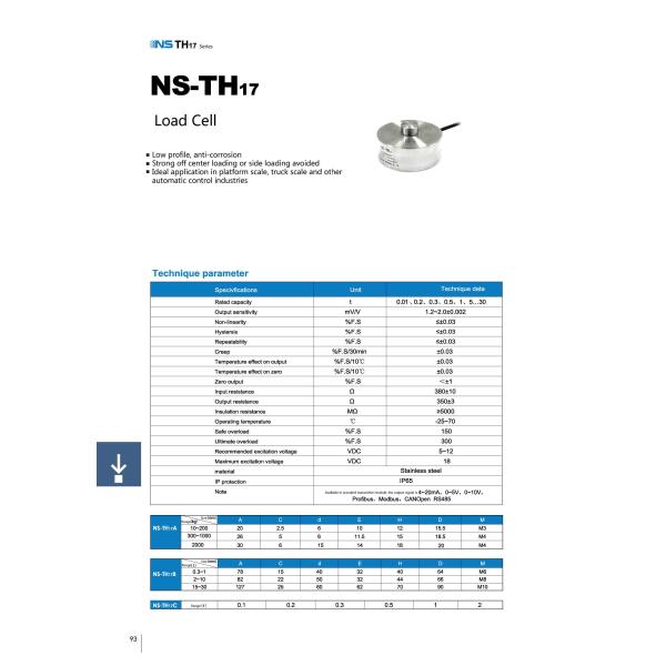 NS-TH17 Series 5VDC 10VDC Digital Load Cells For Scales Transmitter