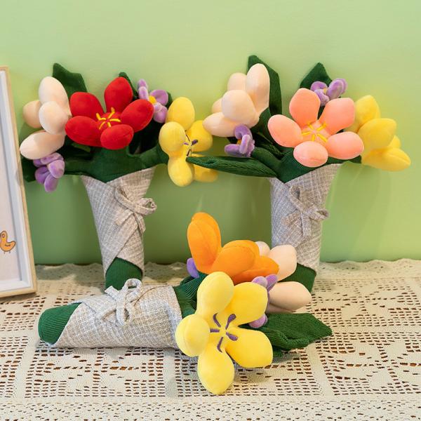 Flower Variety 10x30cm Bouquet Wedding Dolls Fun Realistic Handheld Plush Flowers for Girls Romantic Gifts