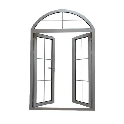 2.0mm  Profile Double Tempered Glass Aluminiumfrench  Doors For Heat Insulation