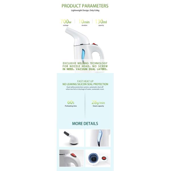 Protable Travel Garment Steamer 8 Min Antomomy VDE Certification Of Plug Line