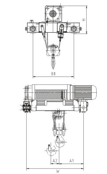 Custom Double Girder Electric Steel Wire Rope Hoists SH Type Motor Protection IP54