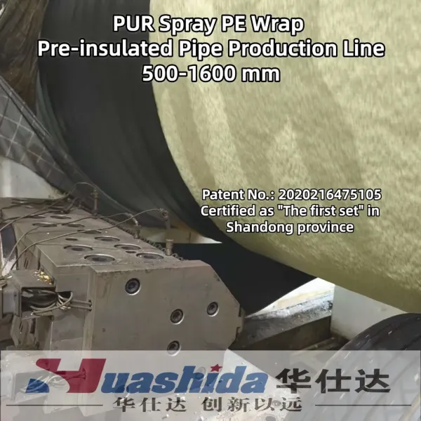 Large-Diameter Polyurethane Spray Insulated Pipe Machine with Automated Spraying and PE Wrapped Corrosion Resistance