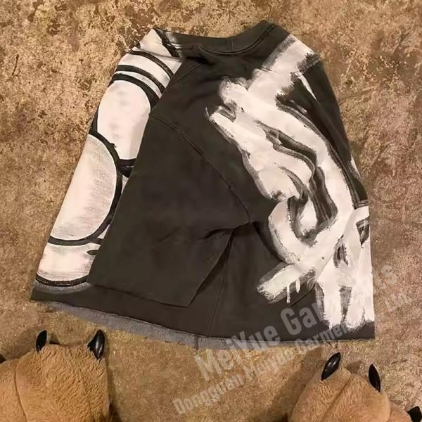 Vestidos callejeros de manga larga T-shirts de pantalla de gran tamaño impresión de parcheado camisa de manga larga