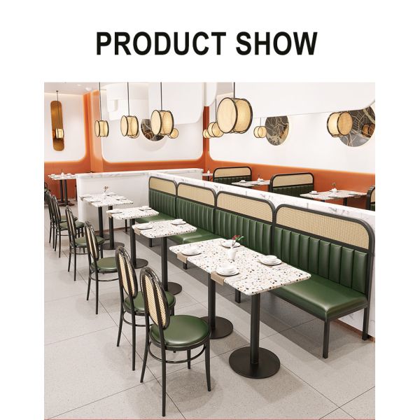 Restaurant Cafe Woven Rattan Bench Sofa Modern Dining Room Catering Sets Booth Seating