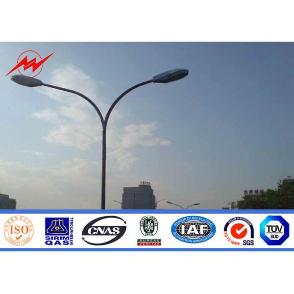 Polygonal Round cross arm Steel Street Light Poles , Outdoor Lamp Pole