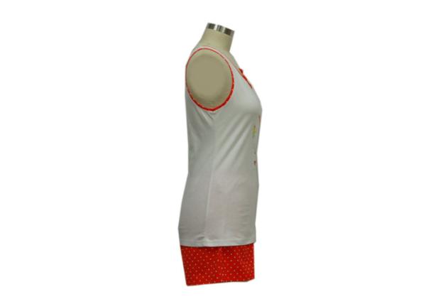 100% Cotton Ladies Loungewear Sets Cartoon Printing Sleeveless Top + Allover Print Shorts