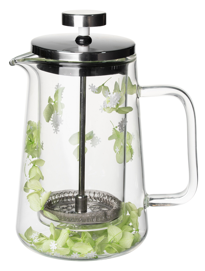 Romantic Beautiful Double Wall Glass French Press With Flowers 300ml 600ml Capacity