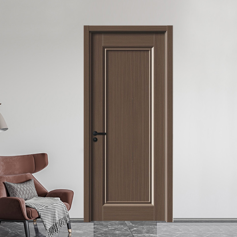China Manufacture Wholesale Simple Design Mahogany Wood Entry Interior Wooden Door for House Room with Smart Lock