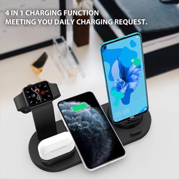 7 In 1 Phone Watch Earbud Charger Station 10W 5V/2A Wireless Multi Device Fast Charging Dock