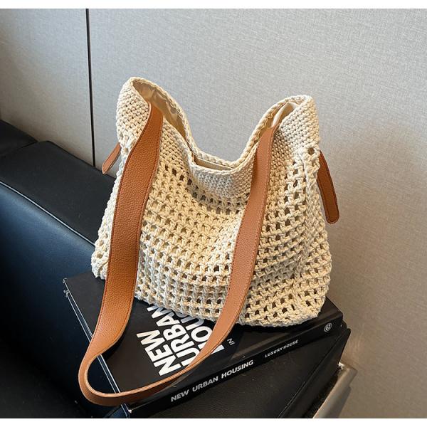 Straw Beach Tote Bag Large Summer Handmade Woven Tote Bag For Women Boho Woven Bags For Summer Vacations Pool Holiday Travel Women Small Straw Bags Summer Beach Tote Bag Handmade Woven Hobo Purse
