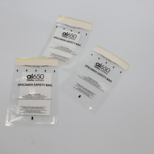 Bolsas de amostras de laboratório de plástico médico PE com selo patológico ecologicamente corretas