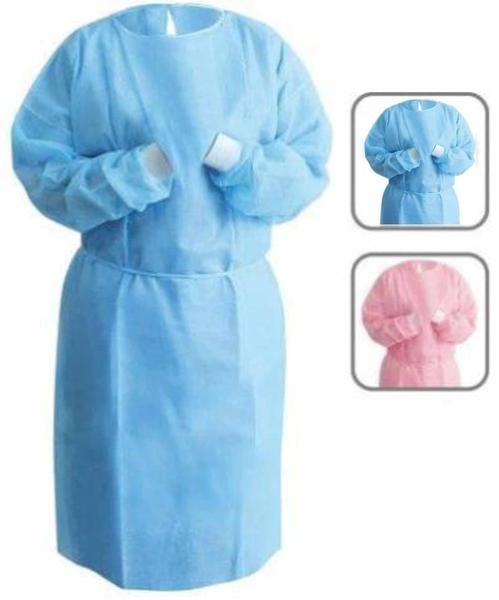 Sterile Disposable Protective Gowns Nonwoven Gowns With Knitted Cuff Medical Blue
