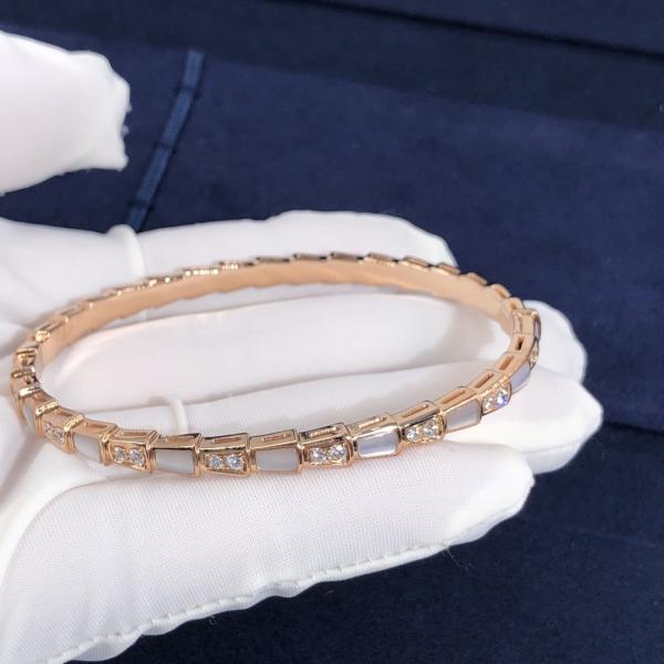 Elegant i 18k Gold Serpenti Viper Bracelet  White MOP Natural Diamonds Real Gold Real Diamonds