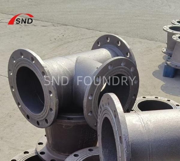 Ductile Iron Pipe Fittings All Flange Tees Black Color ISO2531 Standard