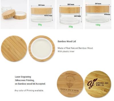 O creme de cara luxuoso range o ODM pequeno de bambu do OEM dos recipientes 50g 60g da composição