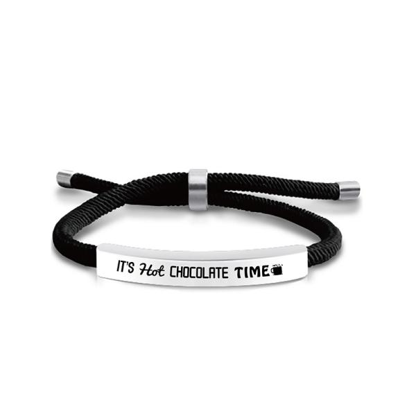 Bracelet Christmas gift black red rope stainless steel bracelet braided rope engraved words heart logo picture yiwu