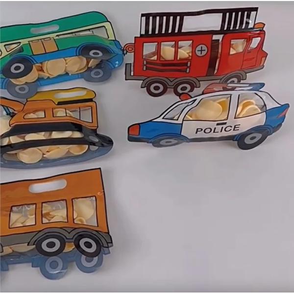 CMYK 4 Color Offest Printed School-Shaped Standing Bag for Children's Gift Candy Packaging