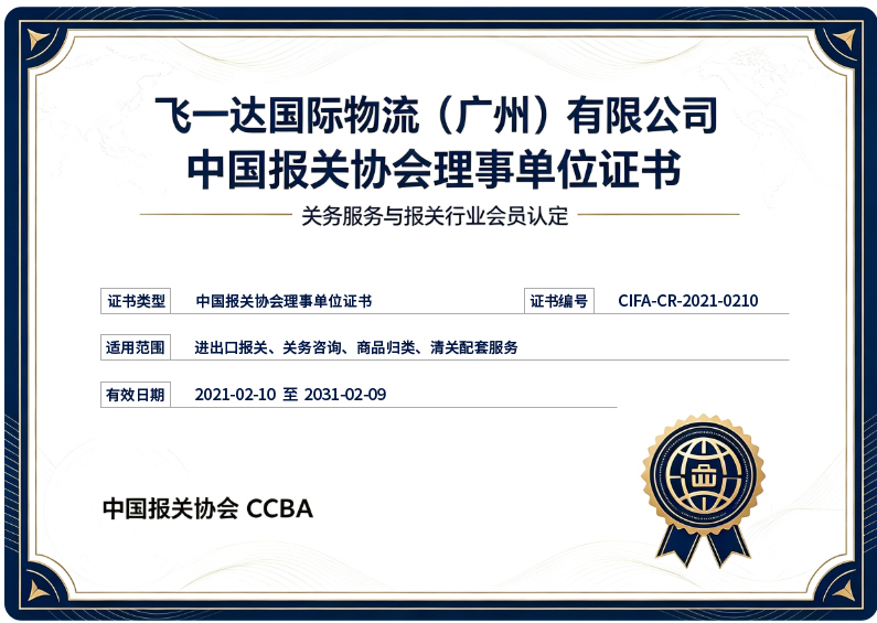 Friday International Logistics (Guangzhou) Co., Ltd. Certifications