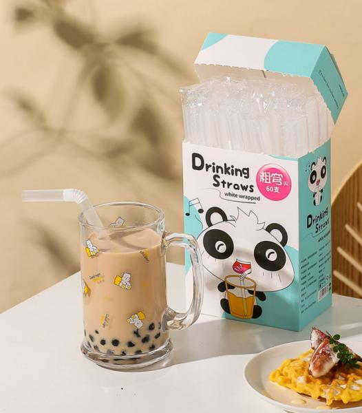 Wrapped Biodegradable Plastic Straws Individually Compostable PLA Drinking