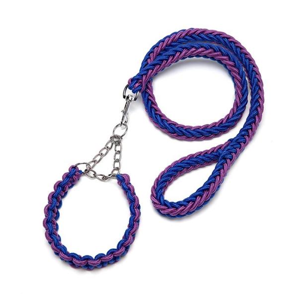 Pet Adjustable Collar Dog Anti Impact Eight Strand Nylon Braided Leash