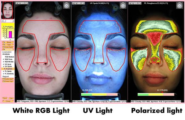 Beauty Salon Full Face Skin Tester Machine With UV / RGB / PL Light Multilanguage Support