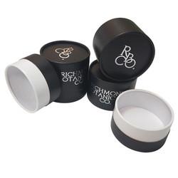 Embossing Black Paper Tea Cylinder Packaging Biodegradable Dustproof
