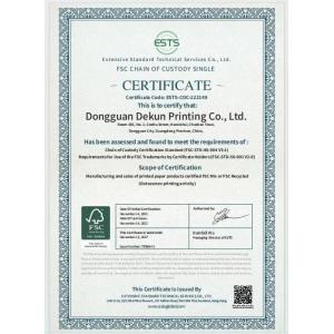 Dongguan Dekun Printing Co., Ltd. Certificações