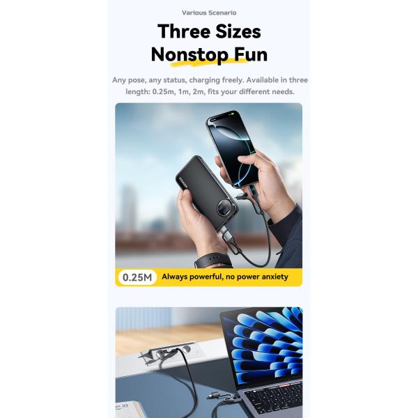 ESSAGER ES-X70 4 in 1 USB A/C to C/L Charging Data Cable PD and QC Charging for All Devices