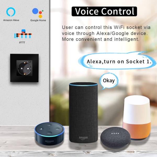 Bingoelec Smart Socket In-Wall Outlet Voice Control Google IFTTT Alexa With On/ Off Butto