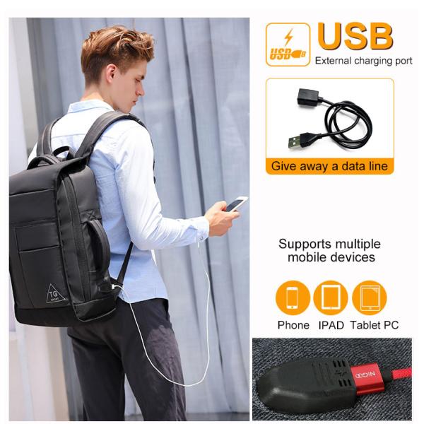 Oxford 25L Travel Modern Mens Backpack With USB Charging Port