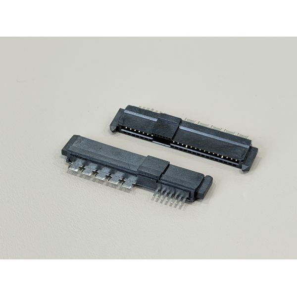 High-Speed SAS4.0 29Pin Female Cable Connector, 180° Wire Solder Type with Peg & SUS Clip, 15U