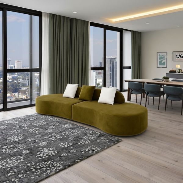 Modern Internet Celebrity Full Lounge Sofa Set Living Room Curved Semi-Circle Couch Vacuum Compression Memory Foam for Villas