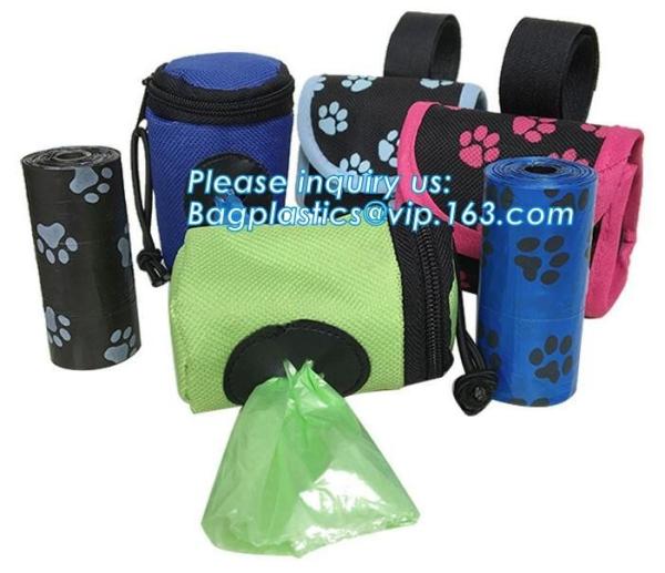 LED Flashlight Dog Waste Bag Dispenser Holder with Pet Waste Bag Poop Roll Bags, BPI ASTM D6400 EN13432 Approval Customi