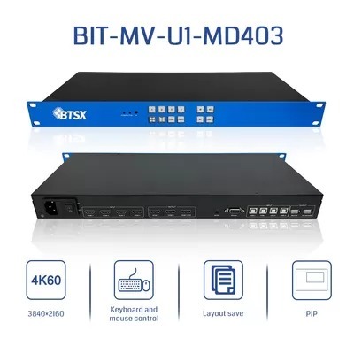 4K60 Resolution Multi-Viewer Processor with 4 HDMI Inputs and Multi-Window Display for Video Wall Control