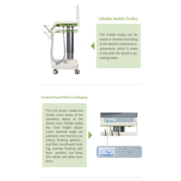 Cast Aluminum Backrest Stomatology Equipment Mobile Dental Cart Unit