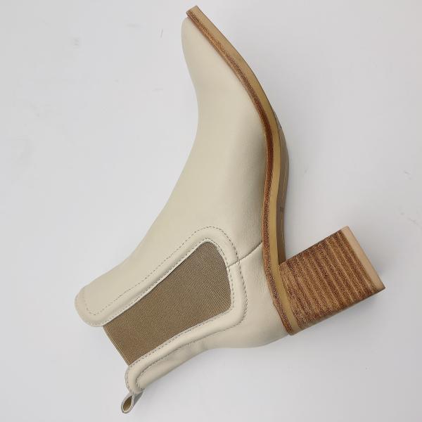 Round Toe Ankle Boots Womens Leather Dress Boots Tan / Beige With Elastic Band