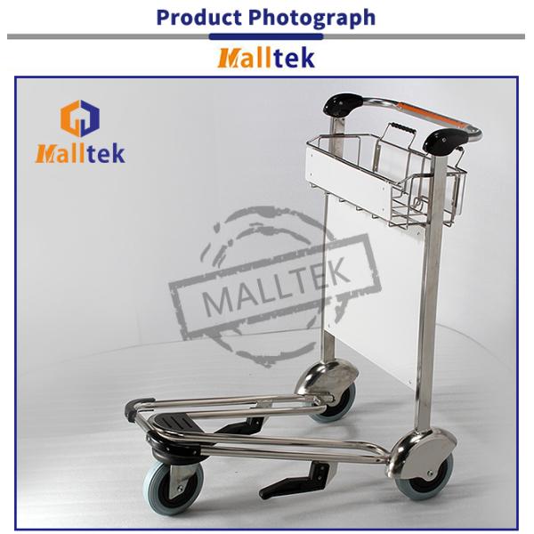 Резиновое колесо аэропорт багажный тележок из нержавеющей стали багажный тележок с ручным тормозом