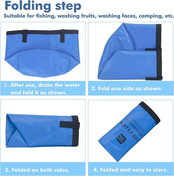 Collapsible Bucket 5.3 Gallon Portable Camping Outdoor Buckets Water Container Basin Foldable for Hiking Travel