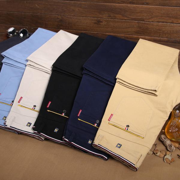 Knitted Fabric Trousers for Men's Formal Cotton Pants in Khaki Color from XMAMLON RTS