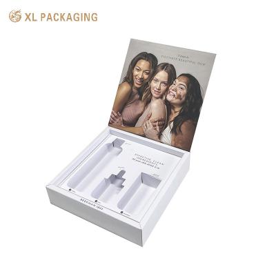 Boîtes cosmétiques personnalisées haut de gamme, designs personnalisés, matériaux de luxe pour le maquillage et les soins de la peau, impression sur papier blanc, boîte en papier cosmétique, fermeture magnétique, emballage avec EVA