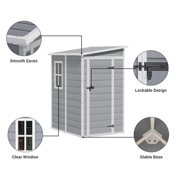 3x5ft Weatherproof Plastic Garden Shed with Floor